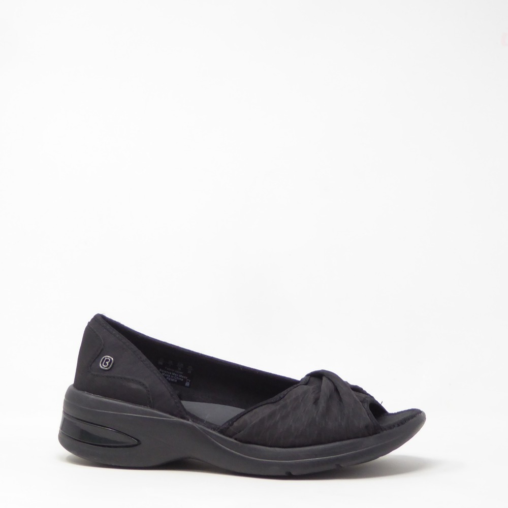 Bzees Womens Remix Sandals Black Fabric Open Toe Wedge 9W